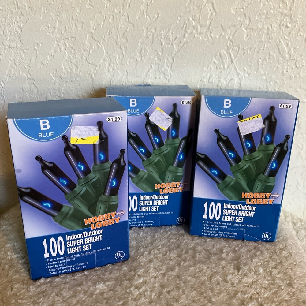3 Boxes Hobby Lobby - 100 Indoor/Outdoor Super Bright Light Set - New In